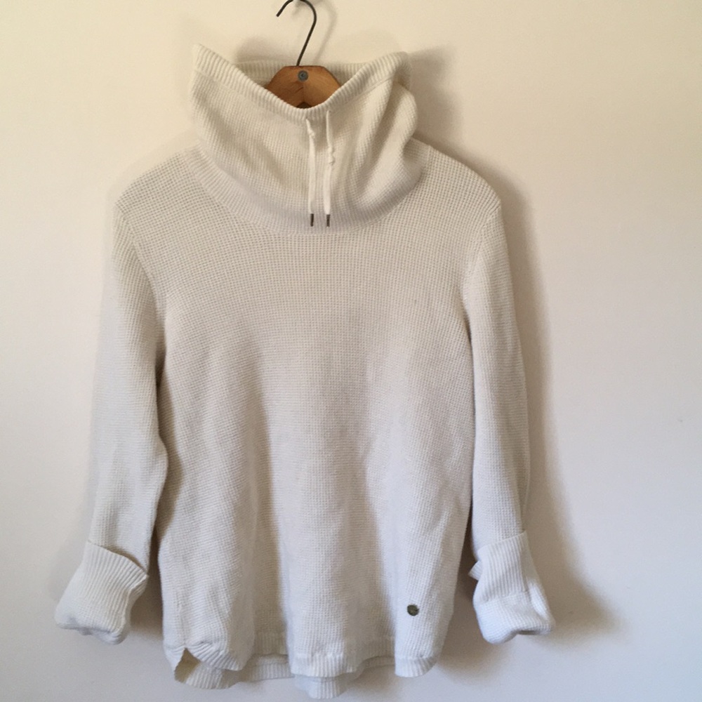 Ralph Lauren cowl neck thermal tee cotton oatmeal